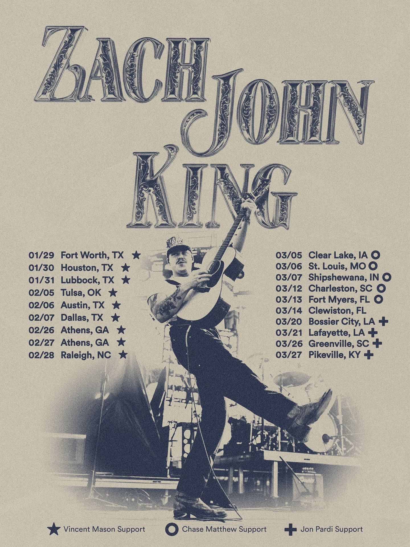 Zach John King Tour Poster 2026–2027
